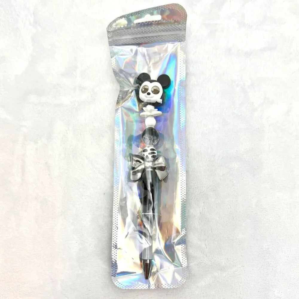 2 (Two) Disney Beaded Writing Pens Moana And Black & White Minnie Mouse